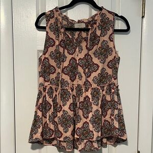 LOFT Women's Blouse with Pink and Multicolor Pattern